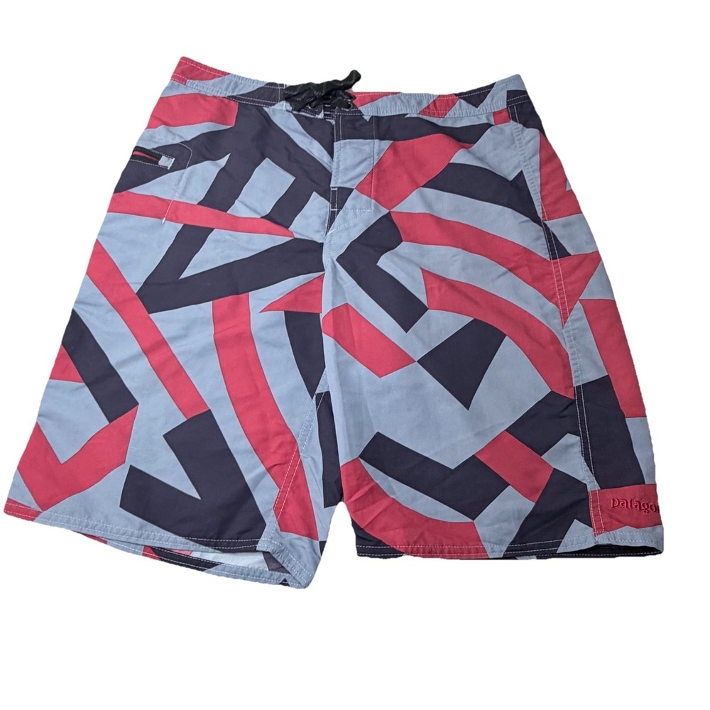 Patagonia Boys 18 Wavefarer Red & Blue Board Shorts Swim Beach‎ Vaca Outdoors